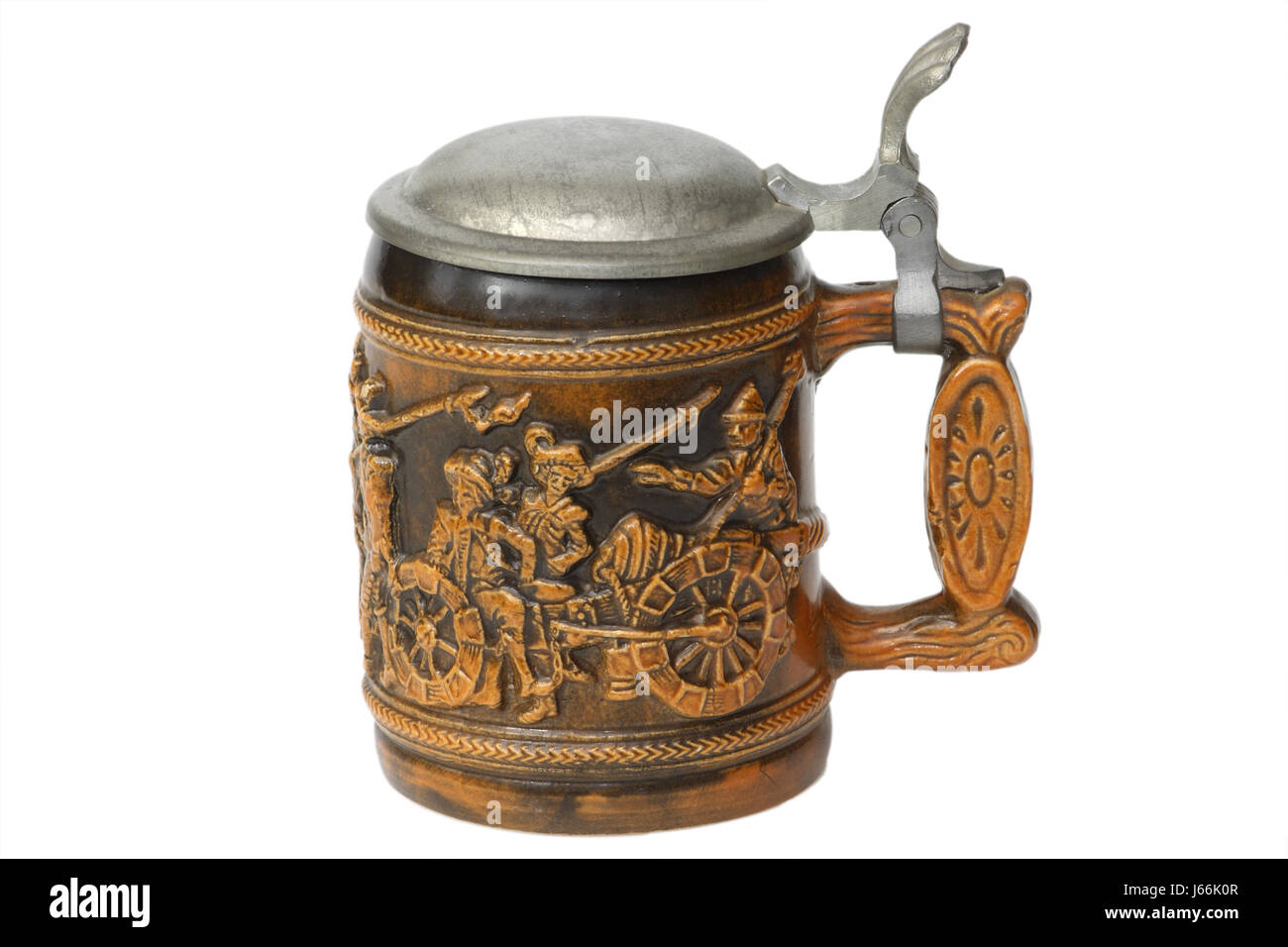 Verseuse stein beer mug souvenir ancien verseuse céramique décoration bière stein pinte d'étain Banque D'Images