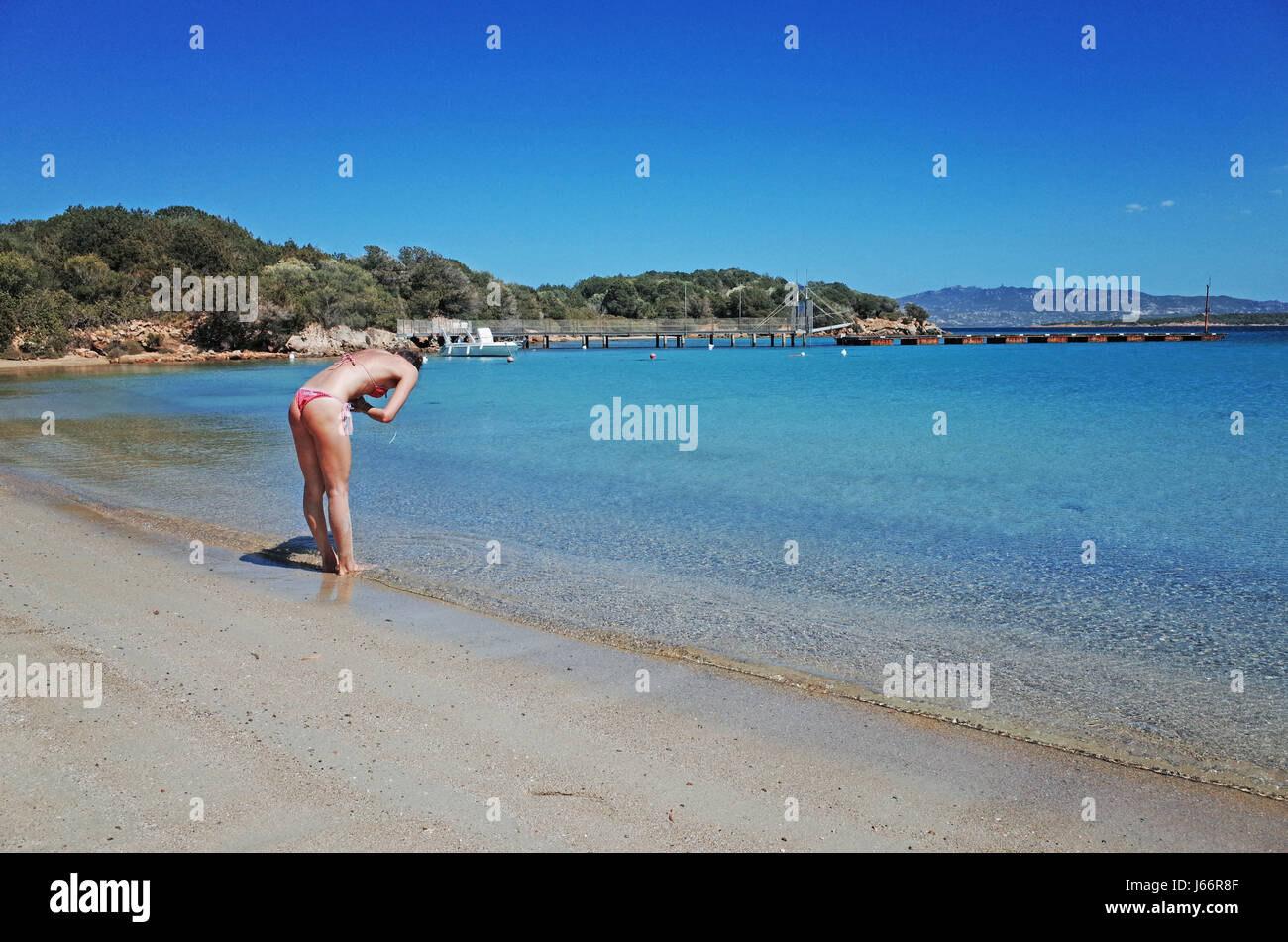 Palau, SARDAIGNE. Plage de Porto Mannu et resort Banque D'Images