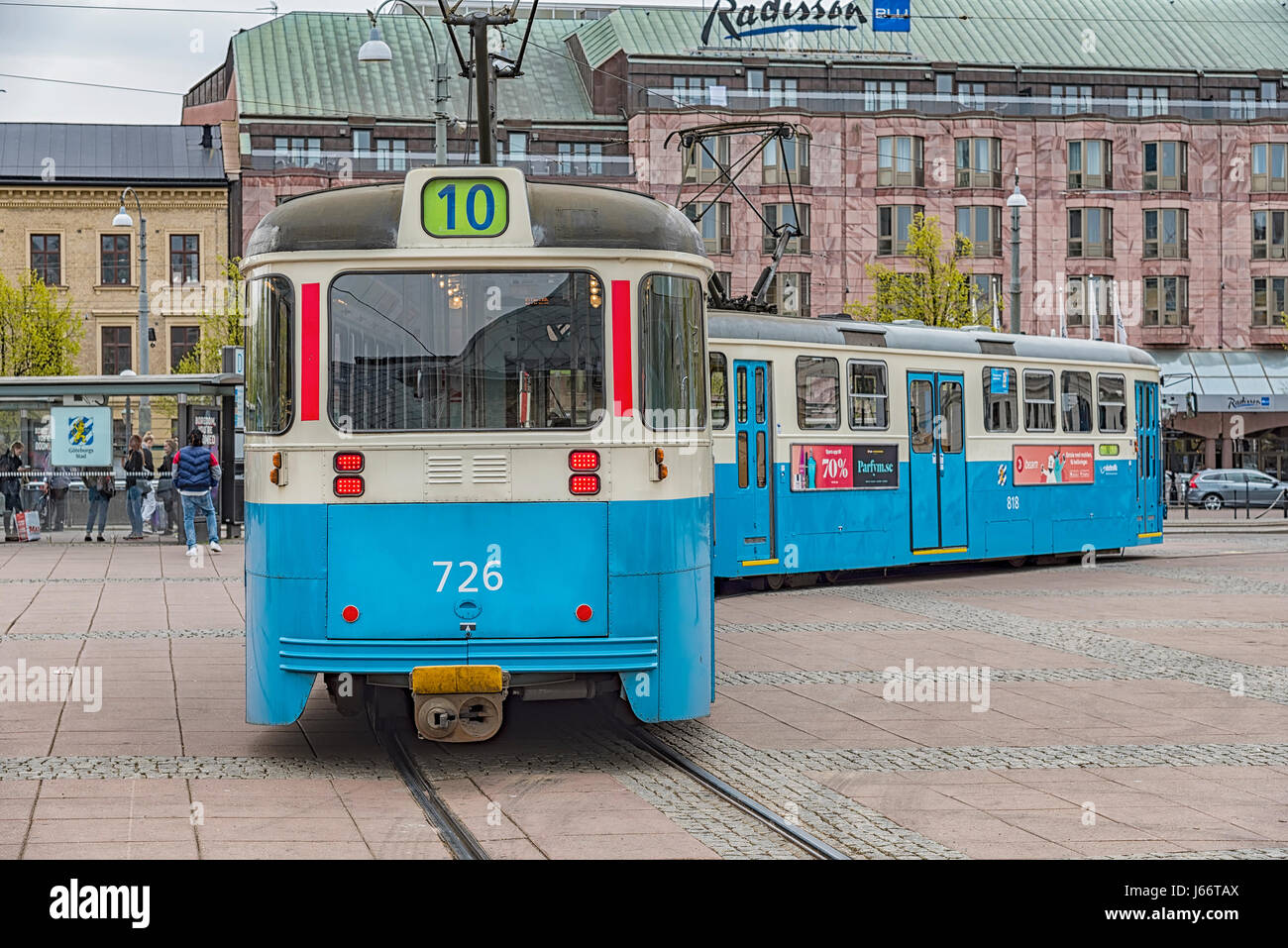 GOTHENBURG, Suède - 13 MAI 2017 : l'un des tramways iconiques de Göteborg en Suède. Banque D'Images