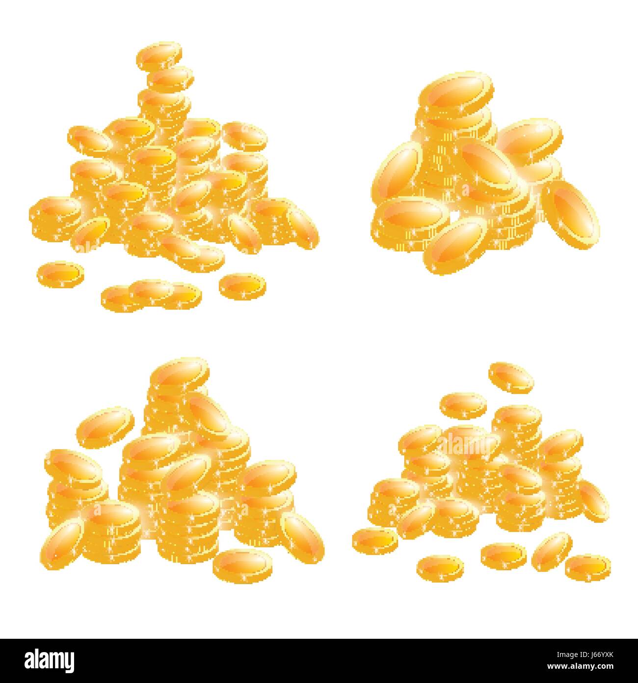 Pièces d'or set isolé sur fond blanc. Vector illustration. Illustration de Vecteur