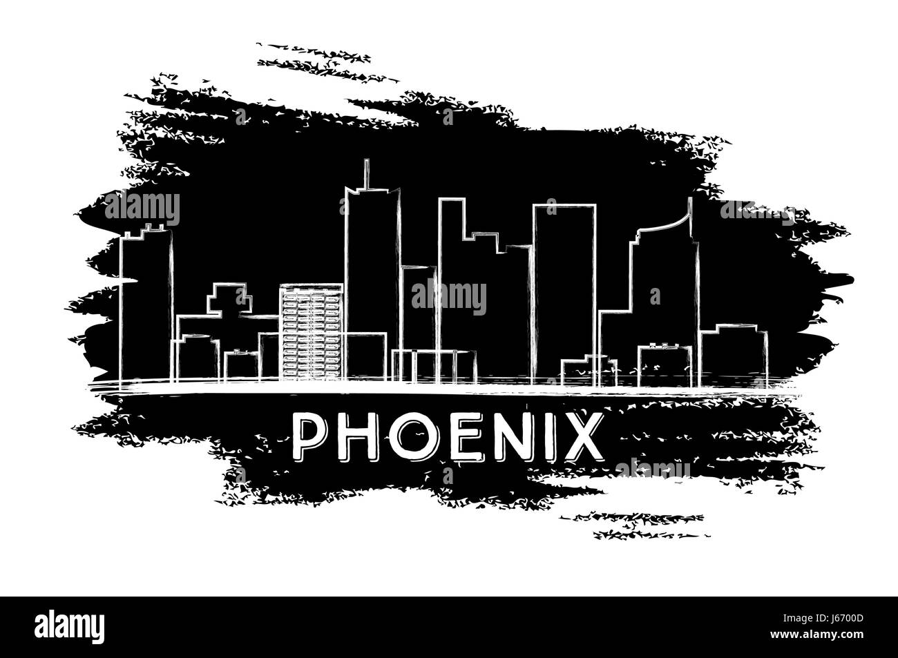 Phoenix skyline silhouette. part croquis. vector illustration. Les voyages d'affaires et tourisme concept avec l'architecture moderne. Illustration de Vecteur