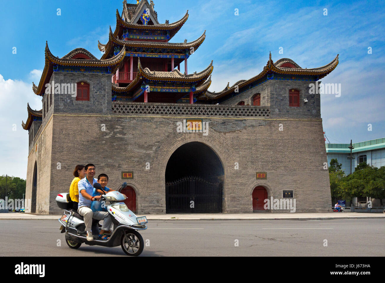 Le trafic à tambour et le clocher, Yinchuan, Ningxia, Chine Banque D'Images