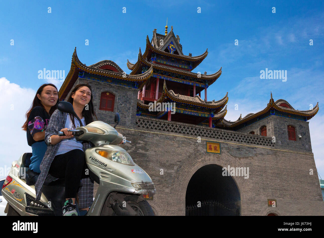 Le trafic à tambour et le clocher, Yinchuan, Ningxia, Chine Banque D'Images