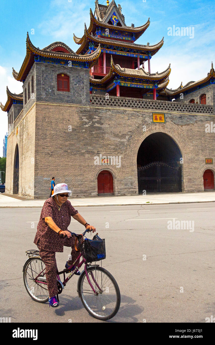 Location à tambour et le clocher, Yinchuan, Ningxia, Chine Banque D'Images