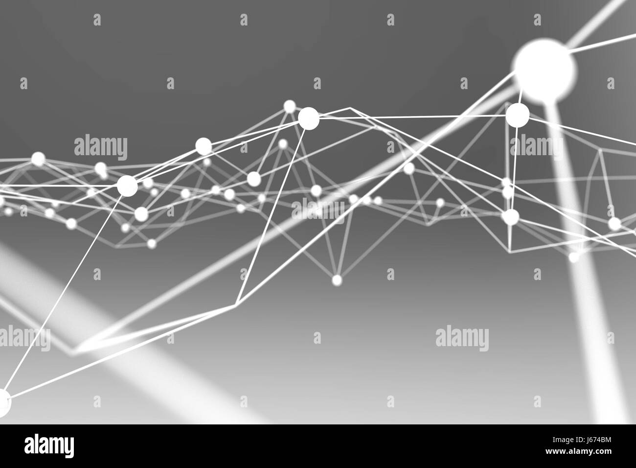 Blockchain , Réseau , de l'apprentissage automatique et l'apprentissage en profondeur le concept des réseaux de neurones. Atome connexion distribué blanc sur fond gris , 3d renderi Banque D'Images