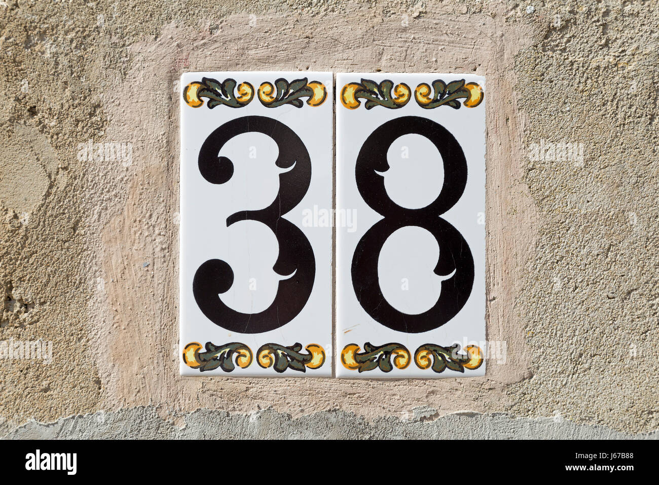 600x600 avec numéro de maison à Pollensa, Majorque, Espagne Banque D'Images