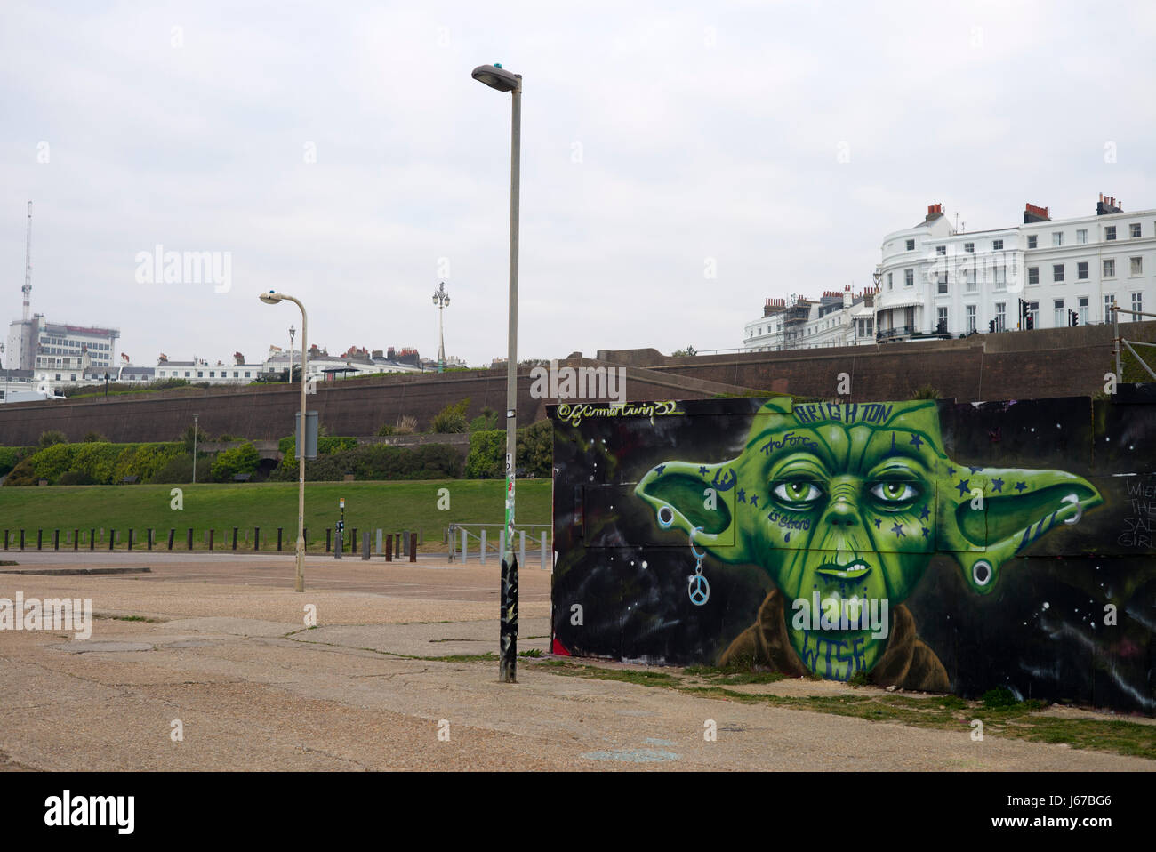 Yoda Punk grafitti, Brighton, UK Banque D'Images