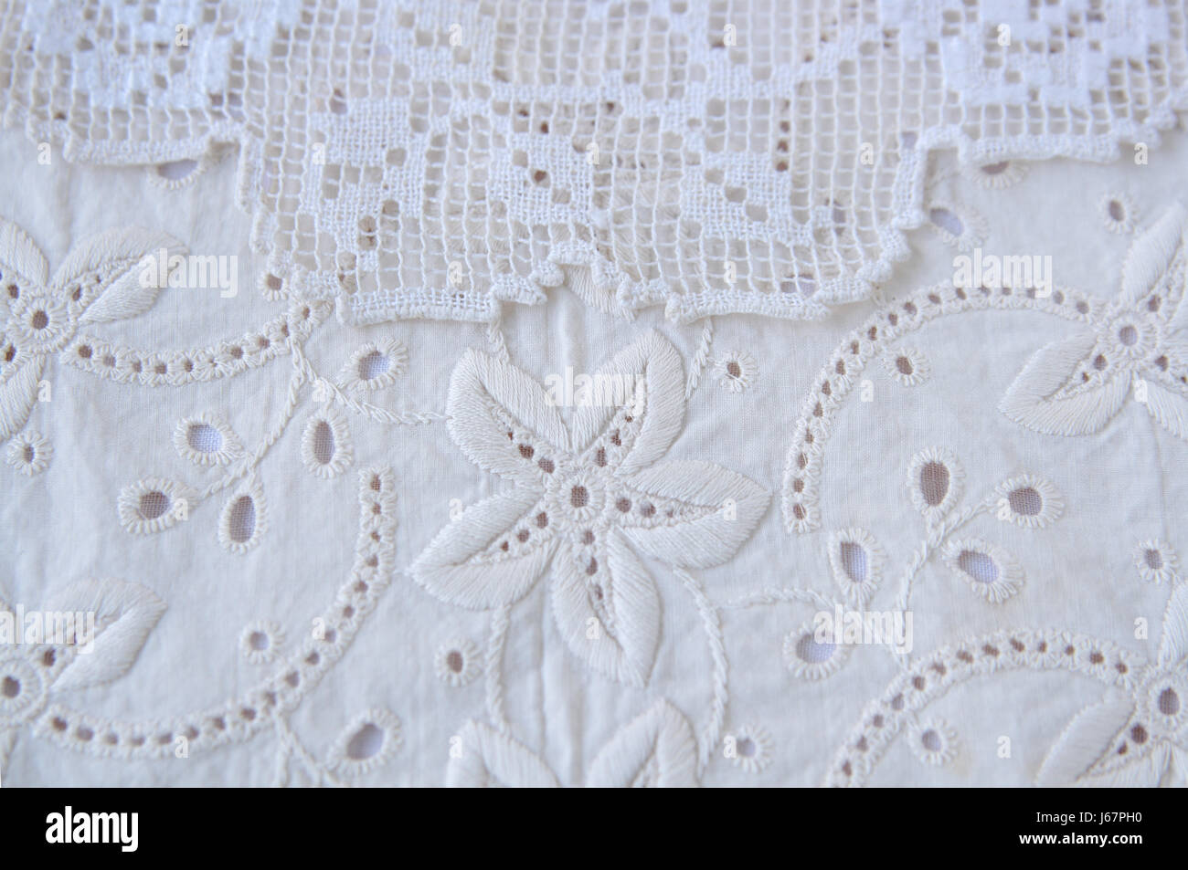 Textile pattern dentelle couture couture horizontale tissu beige personne n Banque D'Images
