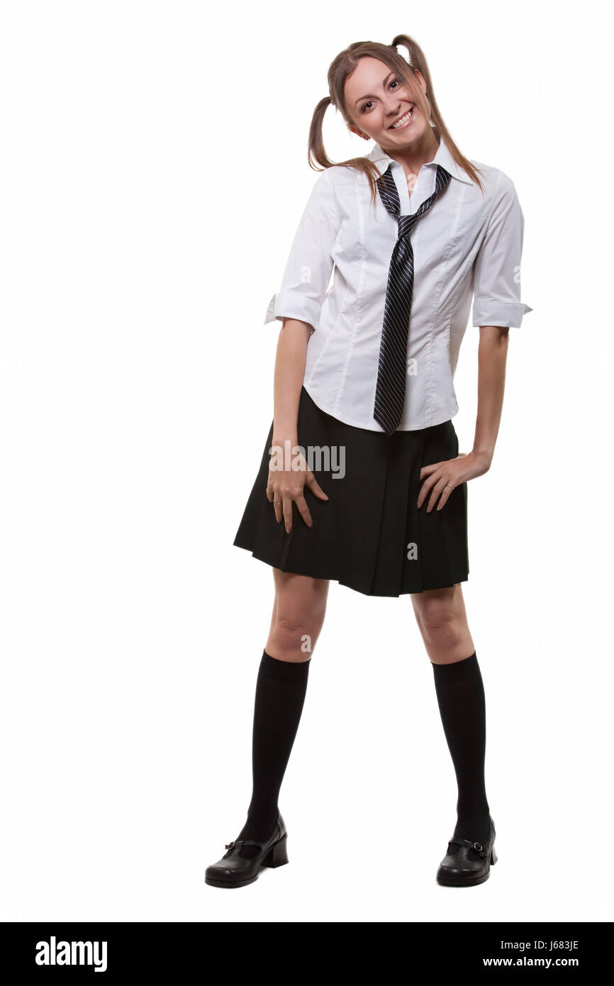 Uniforme de mode jupe fille filles femme chemisier jupe cravate fashion  portrait féminin Photo Stock - Alamy