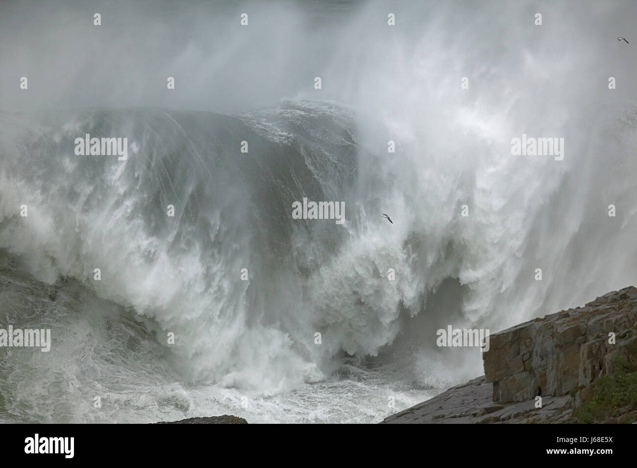 Les vagues de l'onde de l'eau salée de l'océan Atlantique mer océan eau tempête tempêtes d'aérosols Banque D'Images