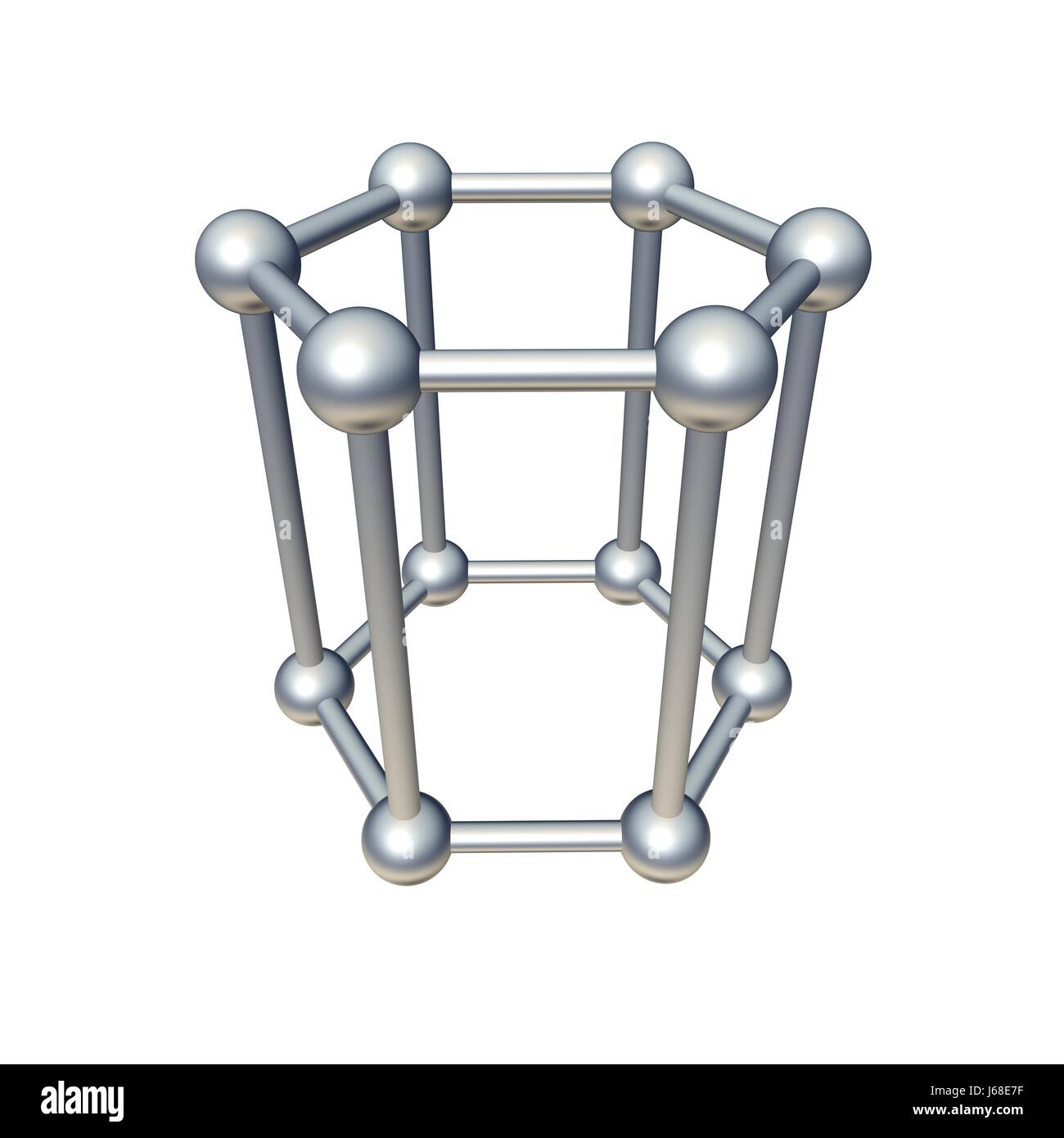 Spatiale de l'atome cubique bloc modèle hexagonale solide isolé de l'objet connecté affinité Banque D'Images