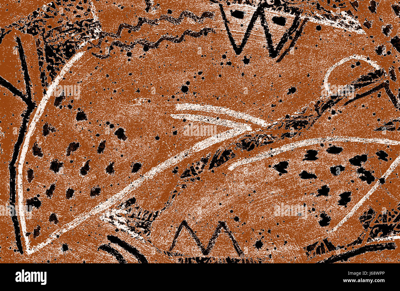 Peinture art naïf illustration sauvages primitifs art texture brunâtre brun Banque D'Images