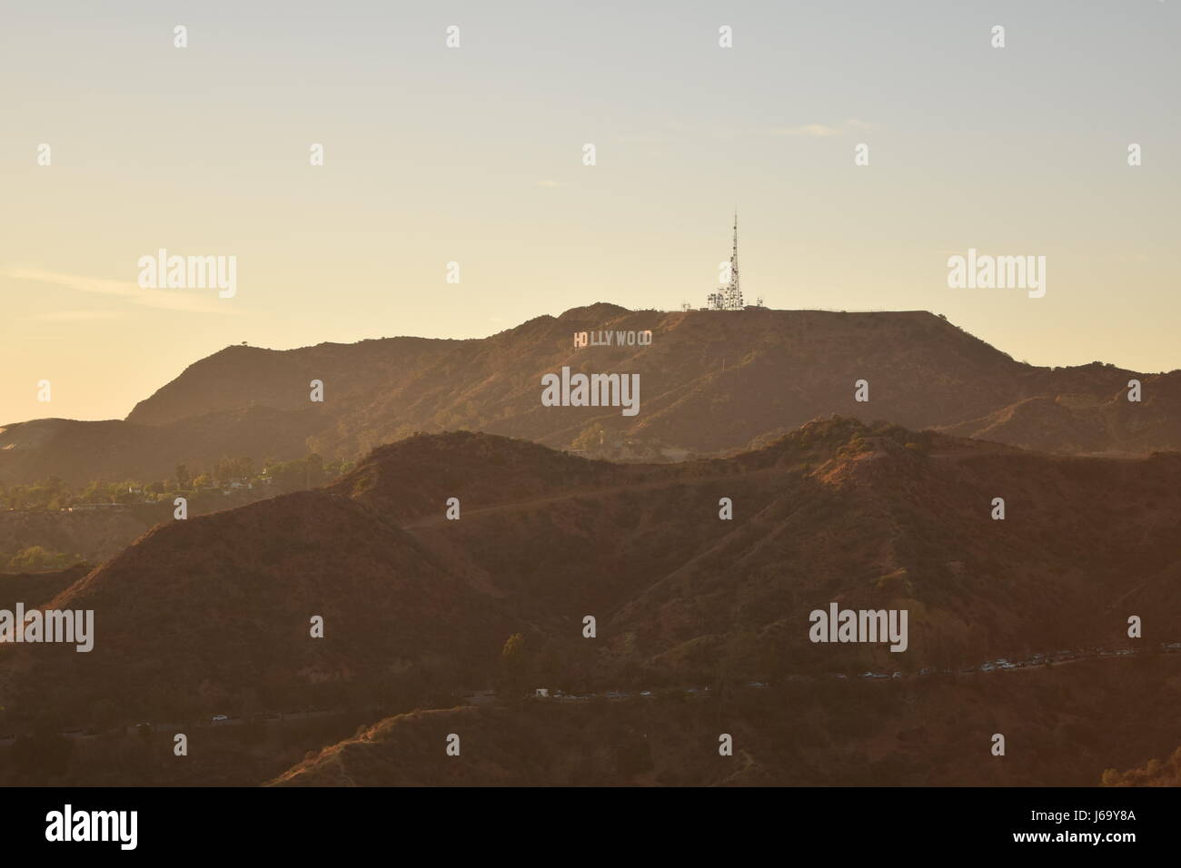 Hollywood Sign au coucher du soleil Banque D'Images