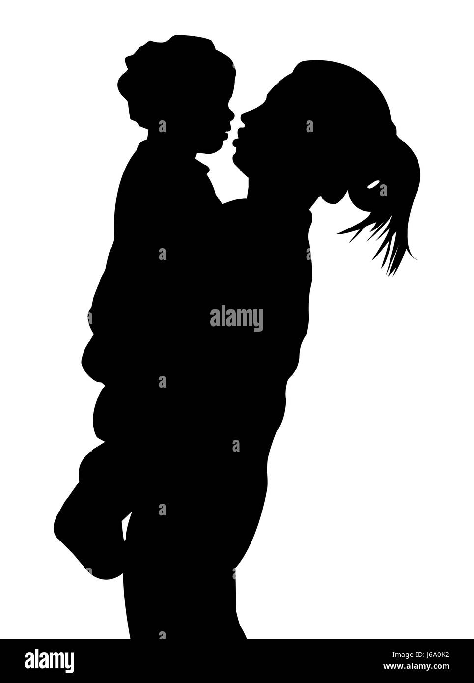 Femme mère bébé maman Ma maman enfant silhouette l'amour dans l'amour est tombé en amour enfant Banque D'Images