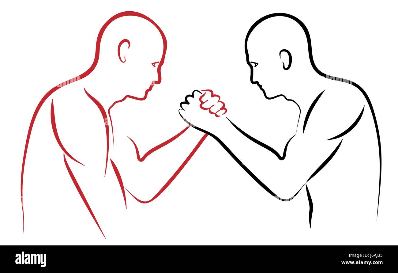 Arm wrestling vector illustration silhouettes rouges et noirs Illustration de Vecteur