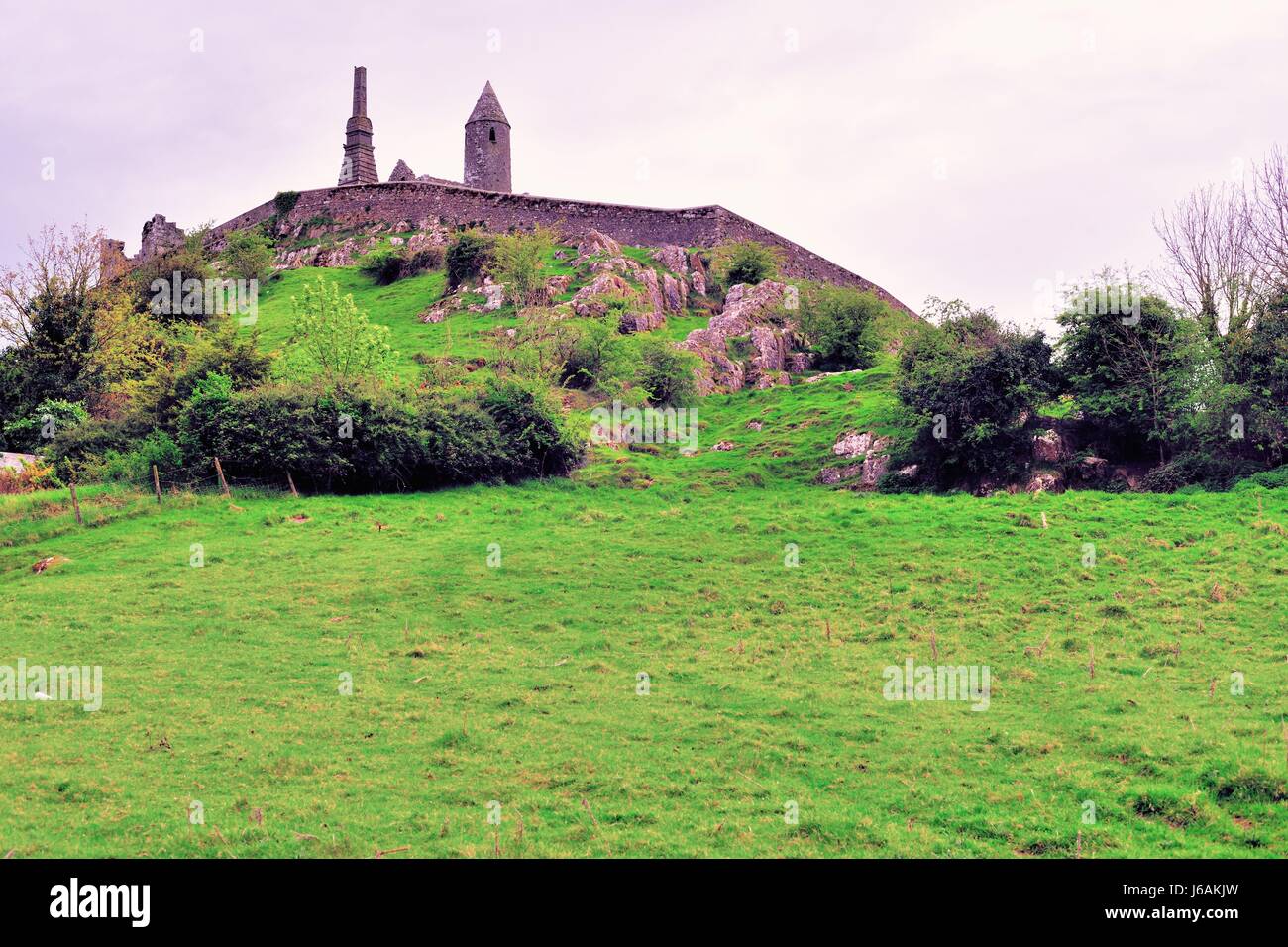 Le Rock of Cashel se lever au-dessus de la campagne irlandaise à Cashel, comté de Tipperary, Irlande. Banque D'Images