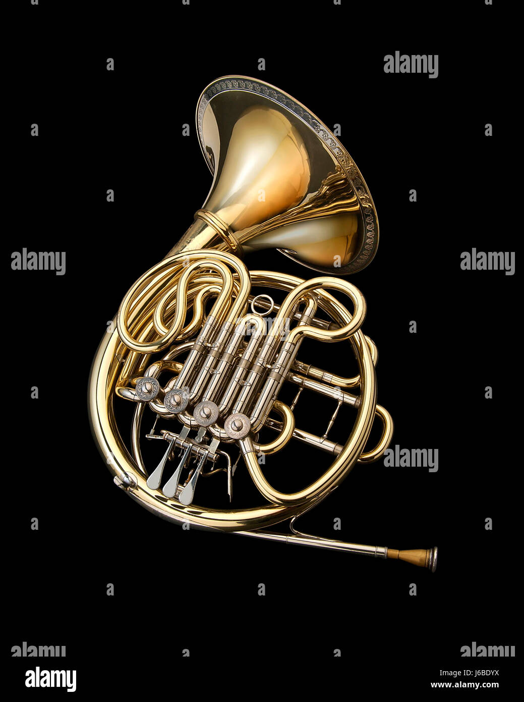 Horn metal jazz orchestra musique bande bronze art gold groupe metal horn remarque Banque D'Images