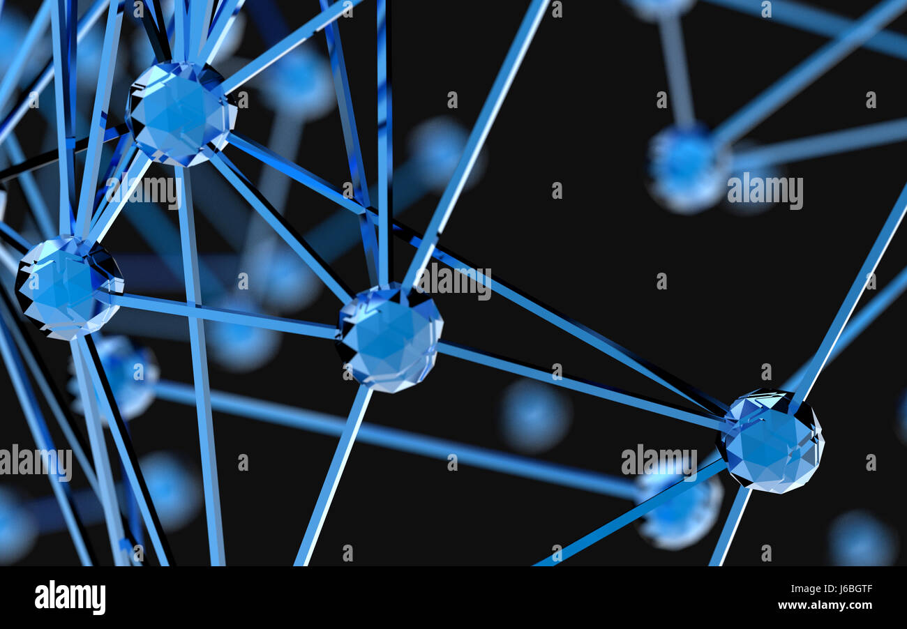 Blockchain , Réseau , de l'apprentissage automatique et l'apprentissage en profondeur le concept des réseaux de neurones. Résumé élégant de l'ingénierie, de la technologie et de la science. 533-0501 bleu Banque D'Images