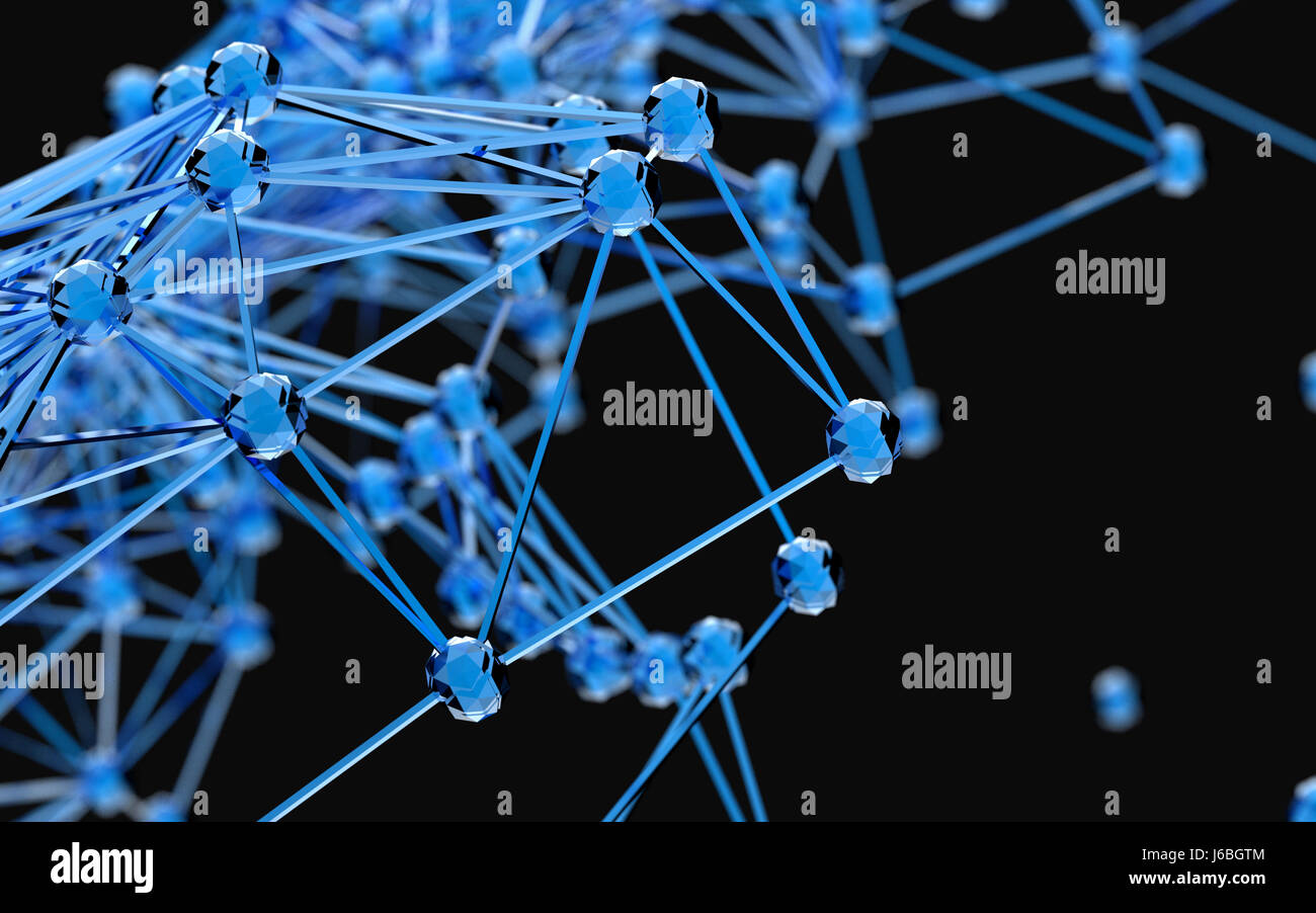 Blockchain , Réseau , de l'apprentissage automatique et l'apprentissage en profondeur le concept des réseaux de neurones. Résumé élégant de l'ingénierie, de la technologie et de la science. 533-0501 bleu Banque D'Images