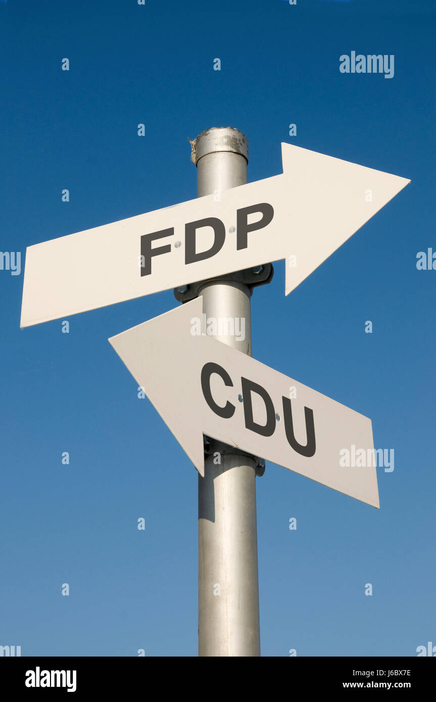 Parti politique Politique Politique de coalition négociation négociation signal signe Banque D'Images