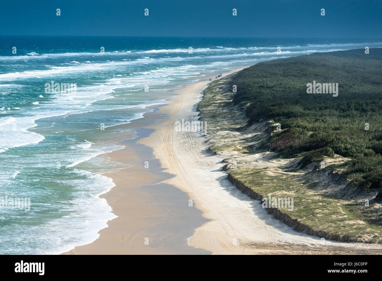 75 mile beach vu de Indian Head. Fraser Island, Queensland, Australie. Banque D'Images