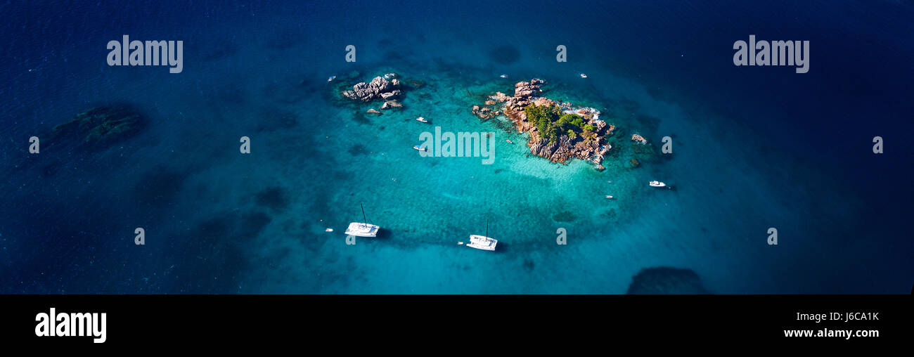 Vue aérienne de l'Ille Pierre, Seychelles Banque D'Images