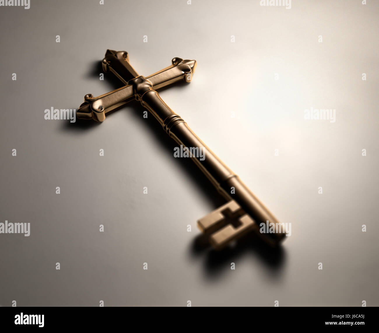 Christian croix christianisme clés croix crucifix en laiton objet métal vital Banque D'Images