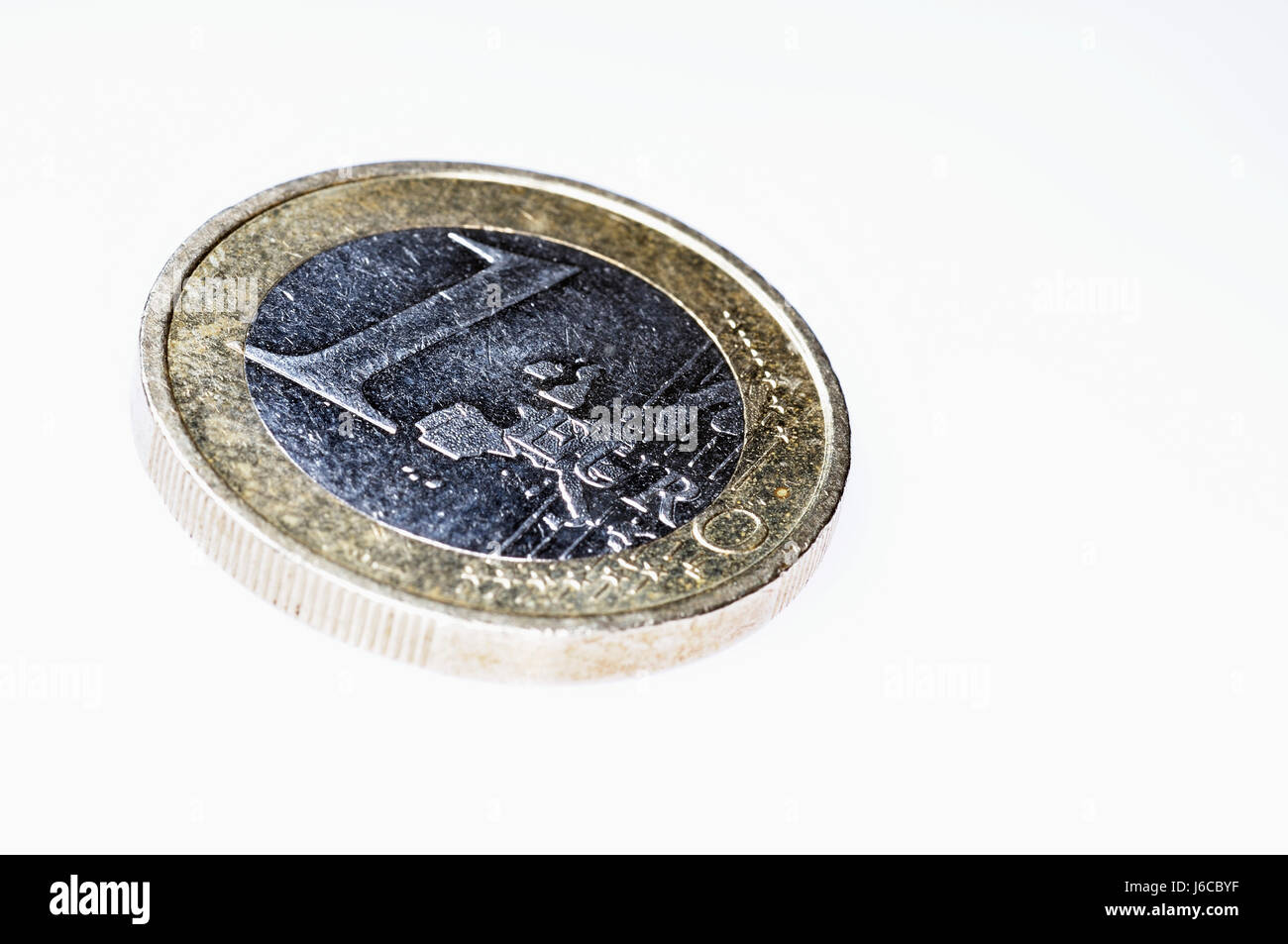 Pièce de monnaie de l'euro une monnaie d'argent d'argent d'économiser un solitaire perte de réforme Banque D'Images