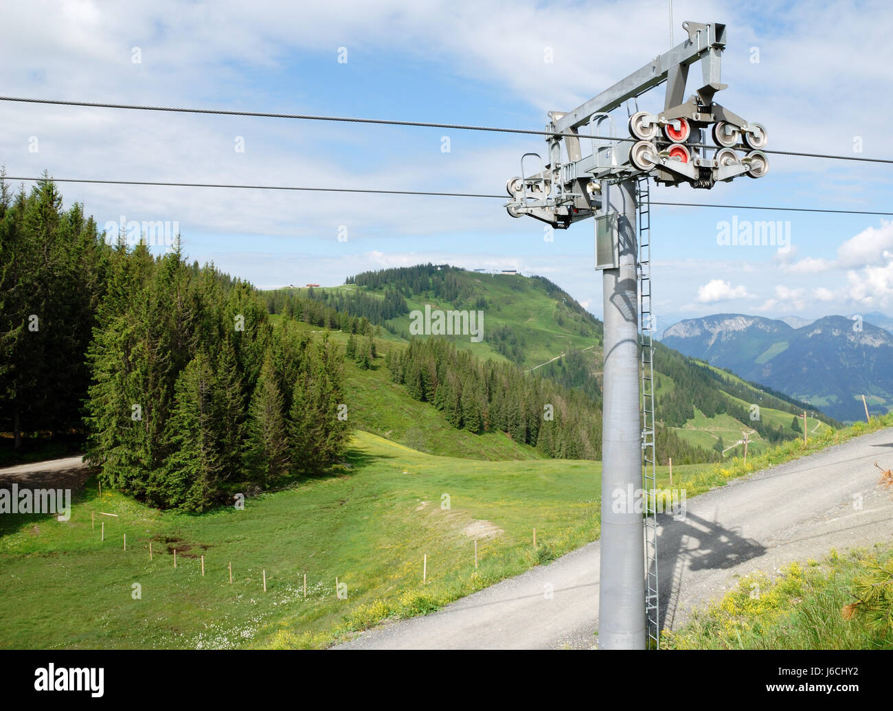 L'Autriche paysage nature paysage câble campagne actuelle seul conduction Banque D'Images