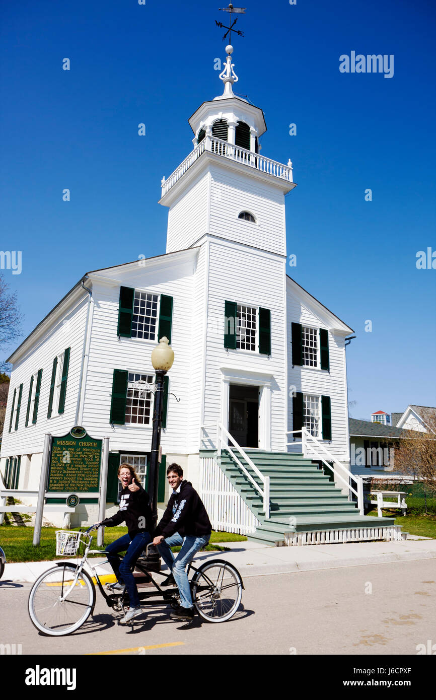 Mackinac Island Michigan, parc national historique Mackinaw, détroit de, lac Huron, rue Huron, Mission Church, 1829, religion, architecture fédéraliste, ma Banque D'Images