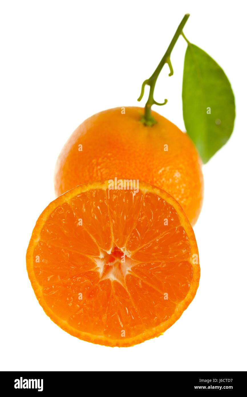 En option d'orange Jus de fruits jus de mandarine verte feuille page alimentaire orange Banque D'Images