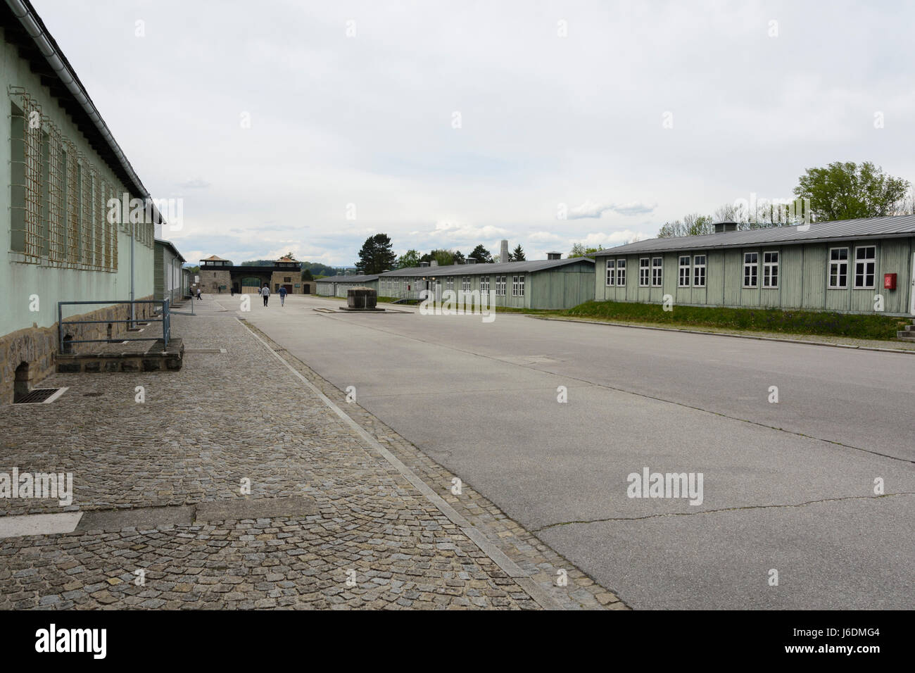 - Camp de concentration Mauthausen Gusen. L'Autriche, place centrale, Appellplatz, Banque D'Images