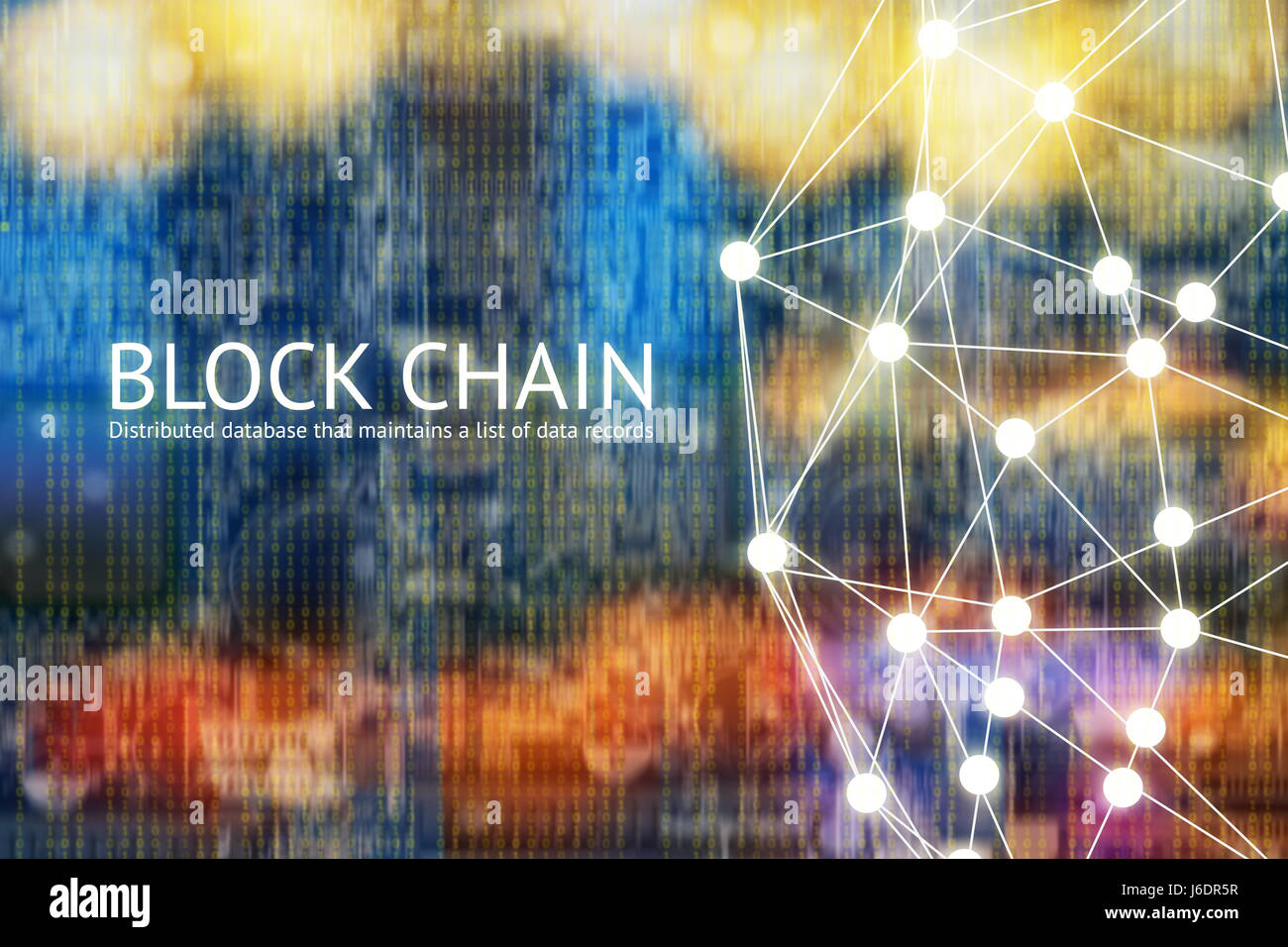 Chaîne bloc concept réseau , Technologie , Blockchain livre distribué le texte et connexion réseau avec abstract background Banque D'Images