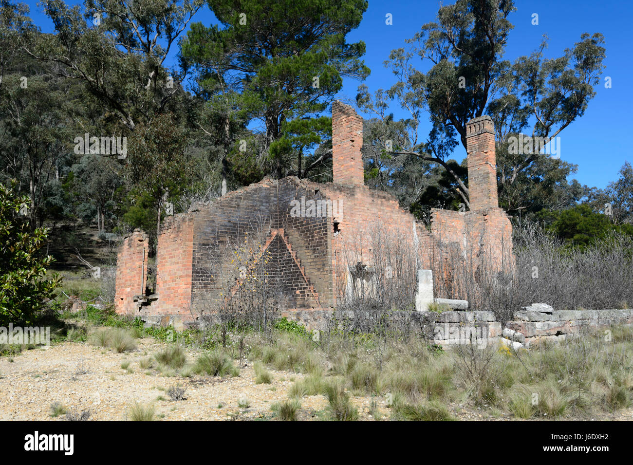 Joadja Ghost Town, ruiné maison du directeur de la mine, une mine de schiste kérosène, Southern Highlands, New South Wales, NSW, Australie Banque D'Images