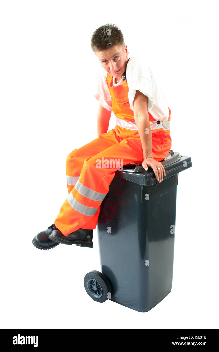 Mull refuser baril collecte des ordures poubelles poubelle dustman  facultatif femme Photo Stock - Alamy