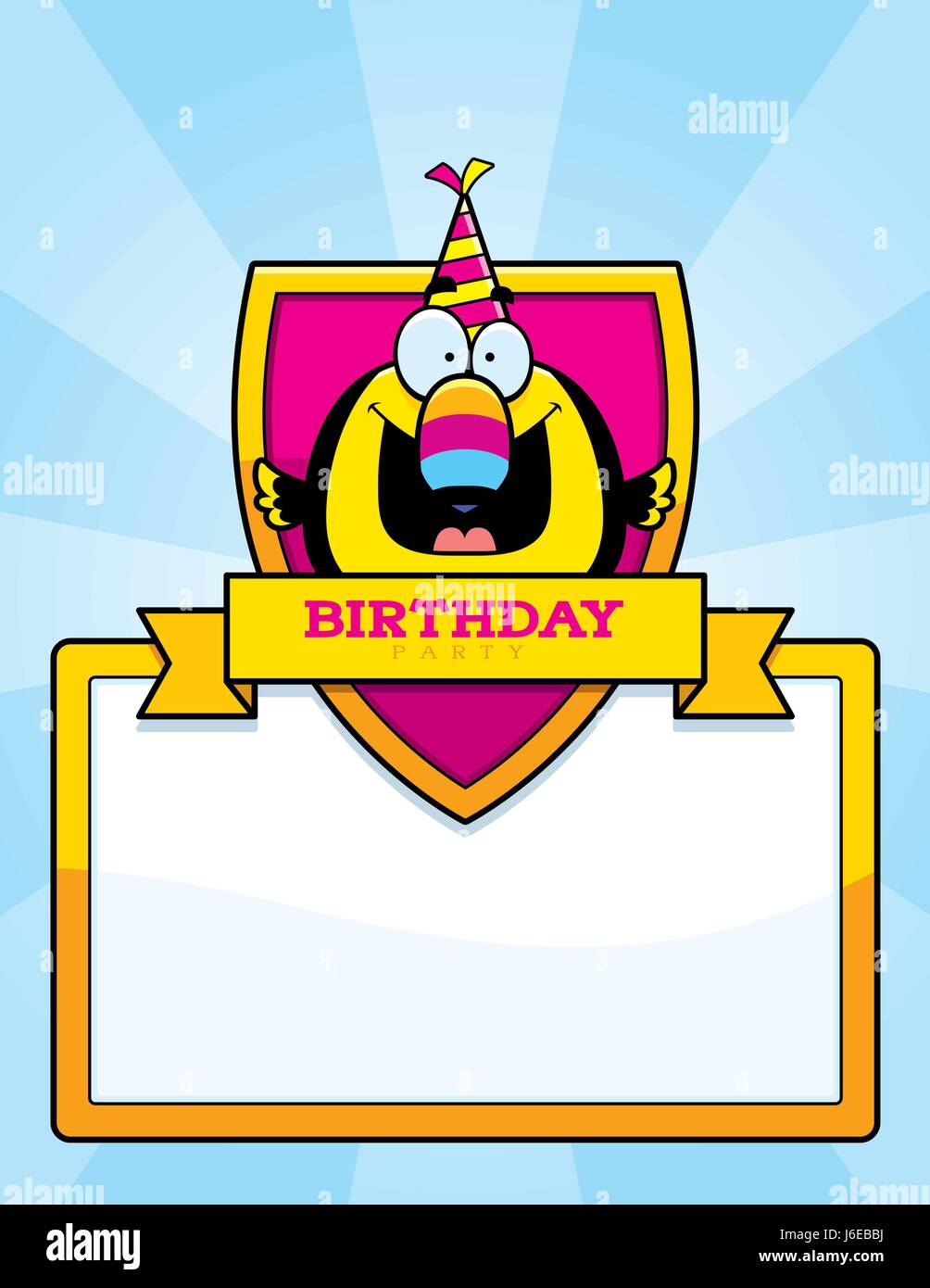 Une illustration d'un dessin animé avec un toucan à thème anniversaire graphique. Illustration de Vecteur Une illustration d'un dessin animé avec un toucan à thème anniversaire graphique. Illustration de Vecteur