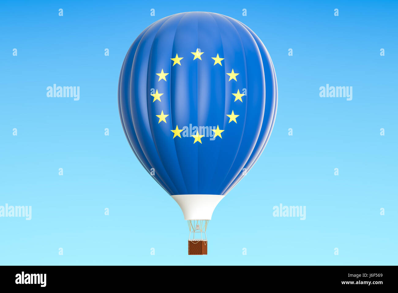Ballon à air chaud avec l'Union européenne, d'un drapeau, rendu 3D Banque D'Images