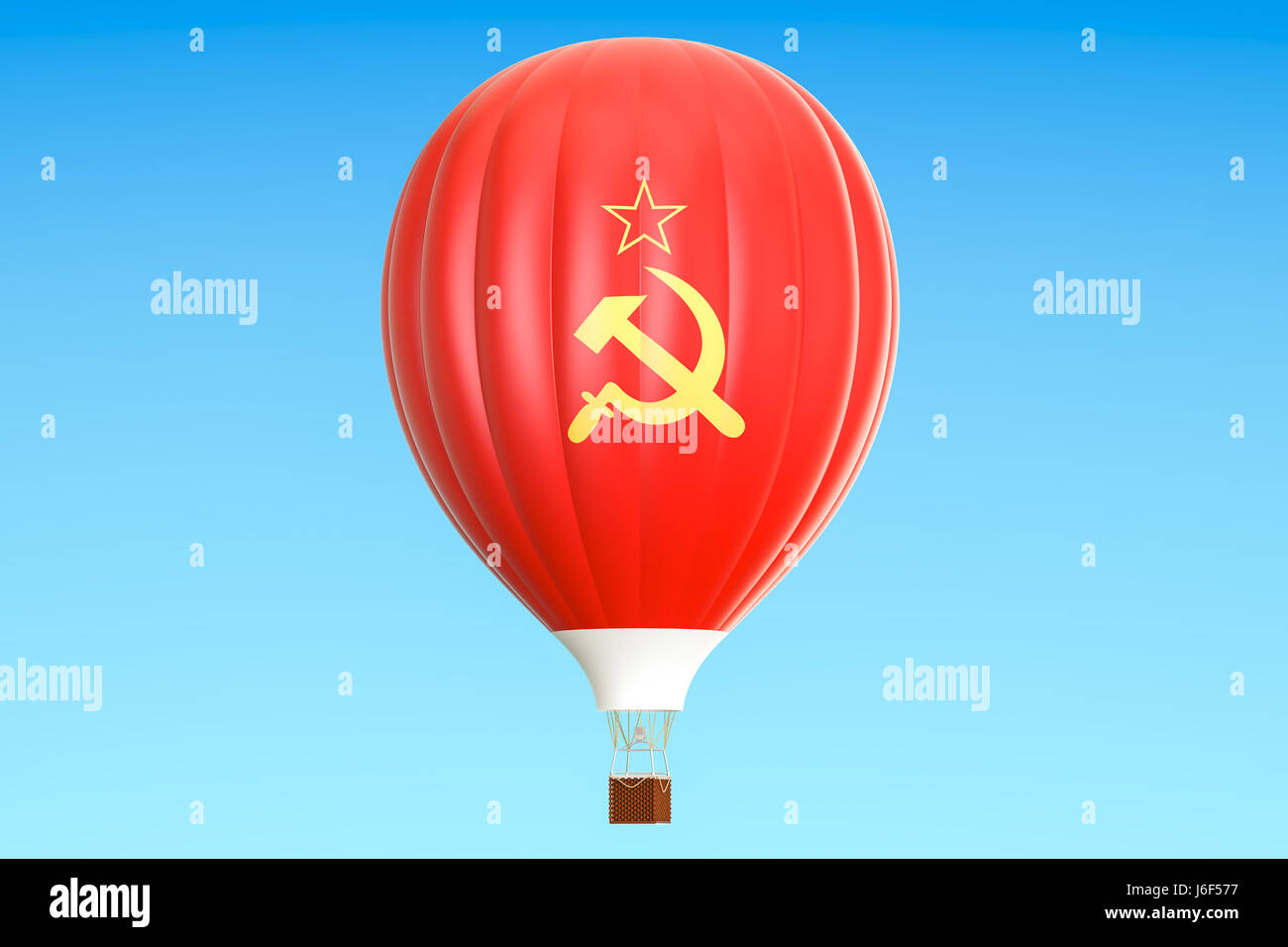 Hot Air Balloon avec drapeau de l'URSS, 3D Rendering Banque D'Images