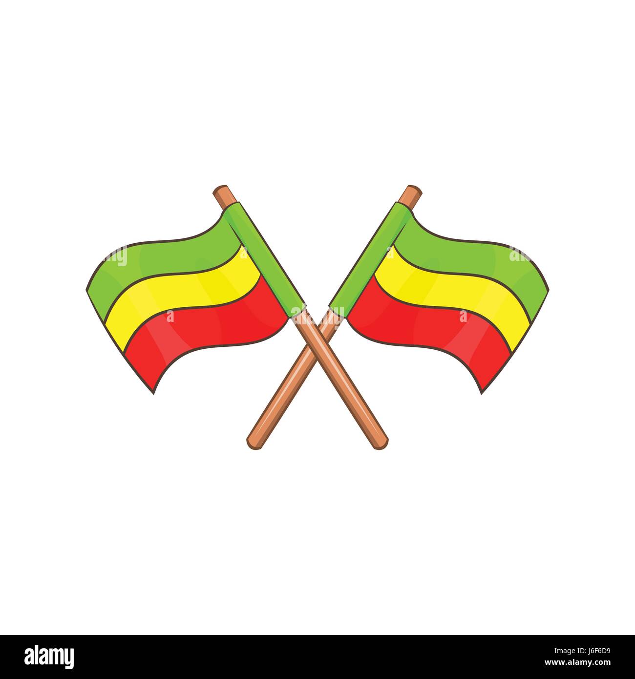 Drapeaux croisés Rastafari, icône de style cartoon Illustration de Vecteur