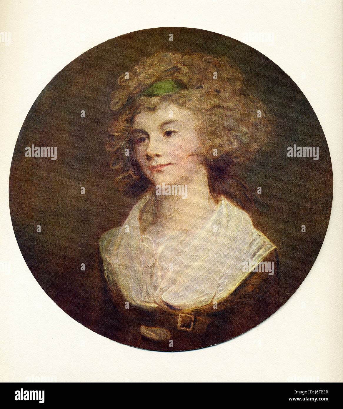 Ce tableau, intitulé La Parson's Daughter, a été fait par le peintre anglais George Romney (1734-1802). Romney doit sa renommée à son chef de portraits de femmes, en particulier les nombreuses peintures de la fascinante Lady Hamilton. Banque D'Images