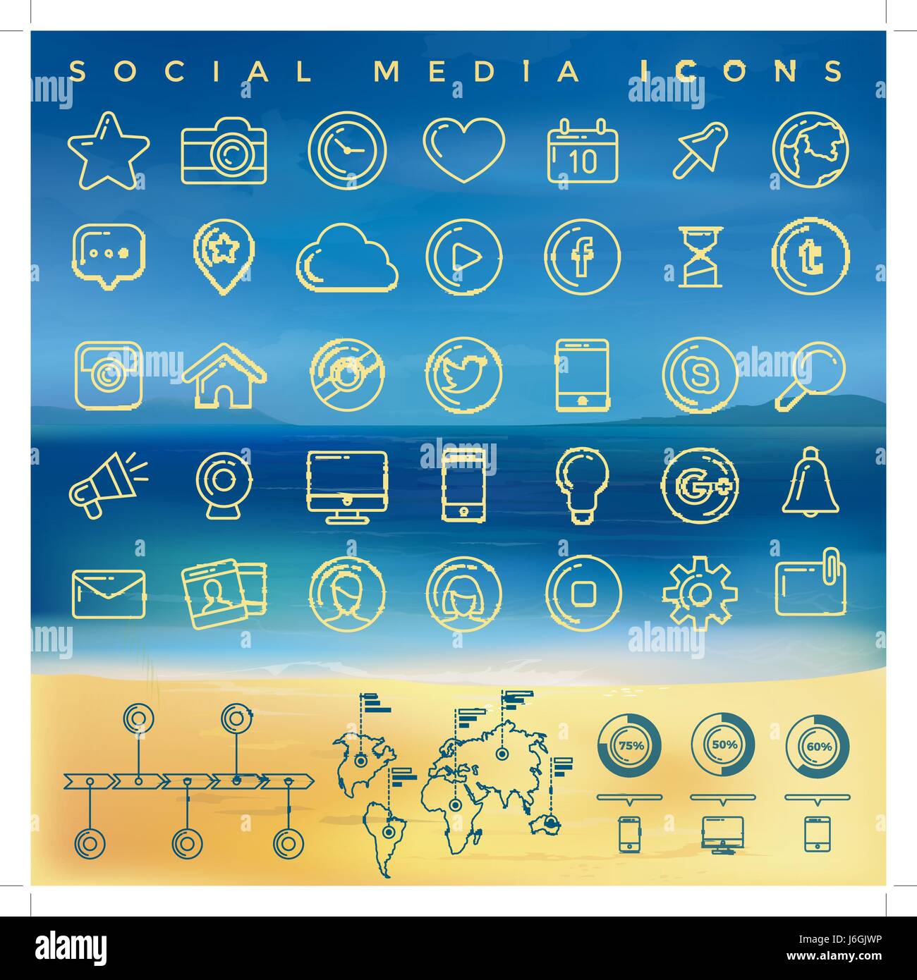 Social Media Icons Set Illustration de Vecteur