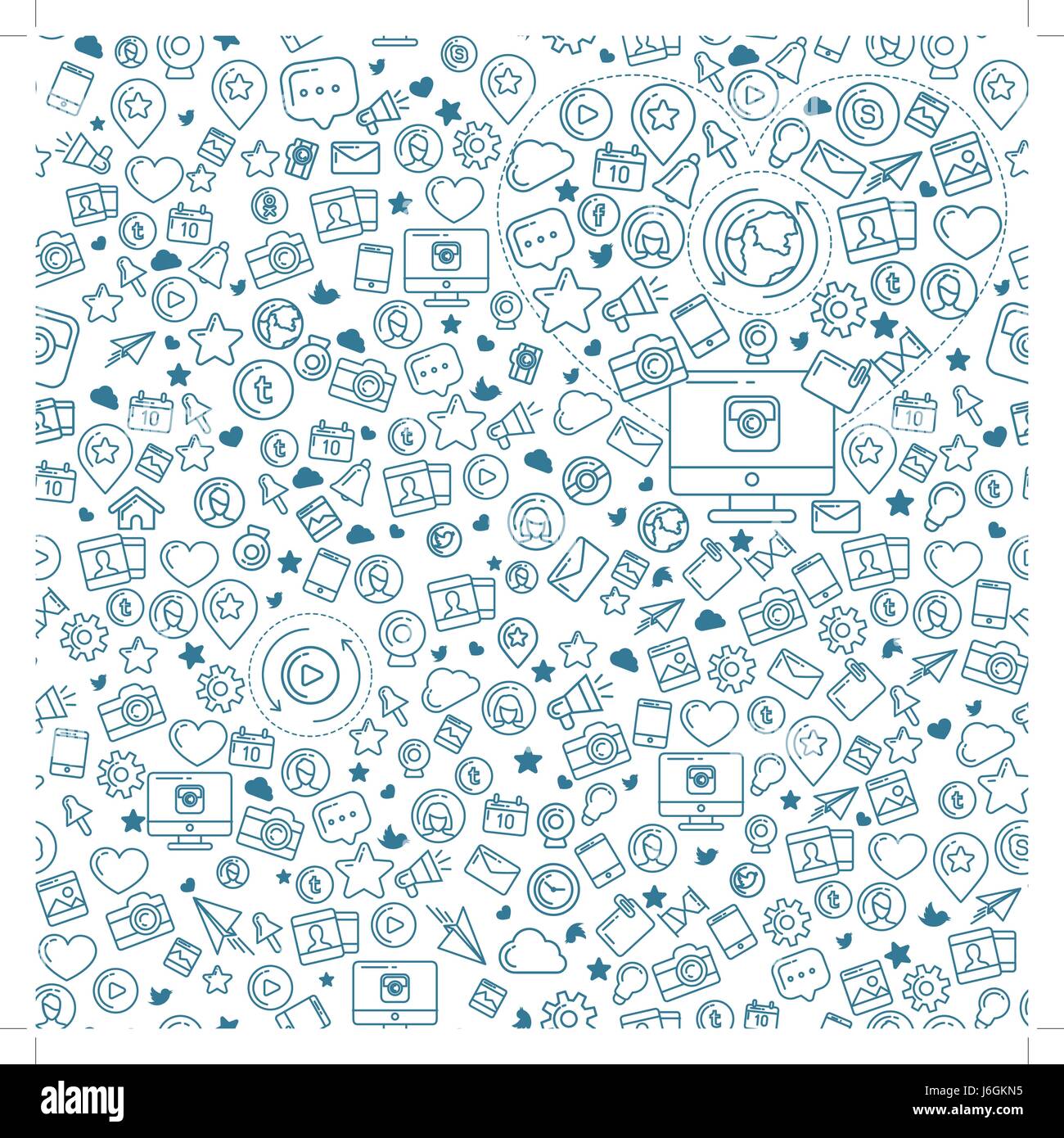 Les médias sociaux motif transparent bleu Illustration de Vecteur