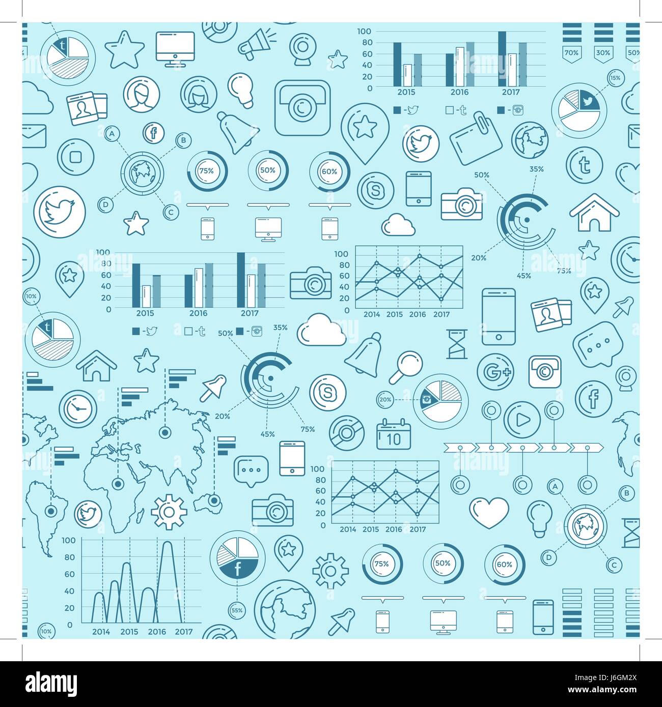 Les médias sociaux motif transparent bleu Illustration de Vecteur