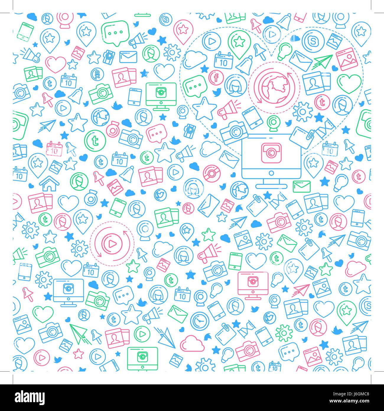 Les médias sociaux motif transparent bleu Illustration de Vecteur
