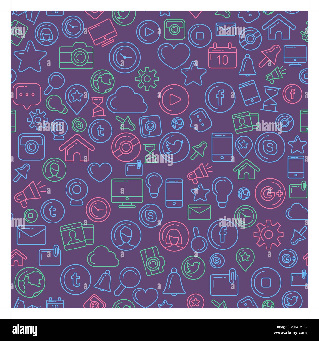 Les médias sociaux motif transparent coloré Illustration de Vecteur