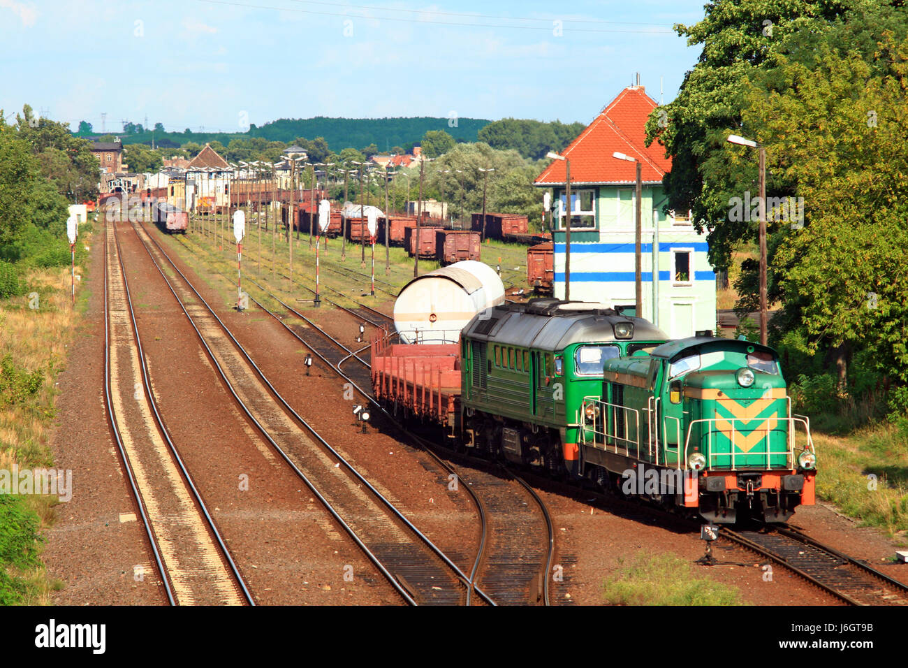 Train locomotive ferroviaire Matériel roulant moteur moyen de véhicule trafic voyage Banque D'Images