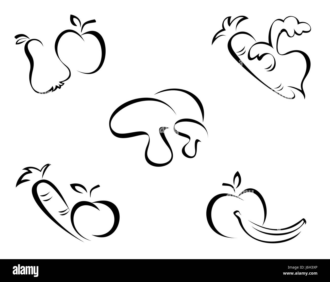Agriculture agriculture fruits légumes végétarien progénitures silhouette d'entreprise Banque D'Images