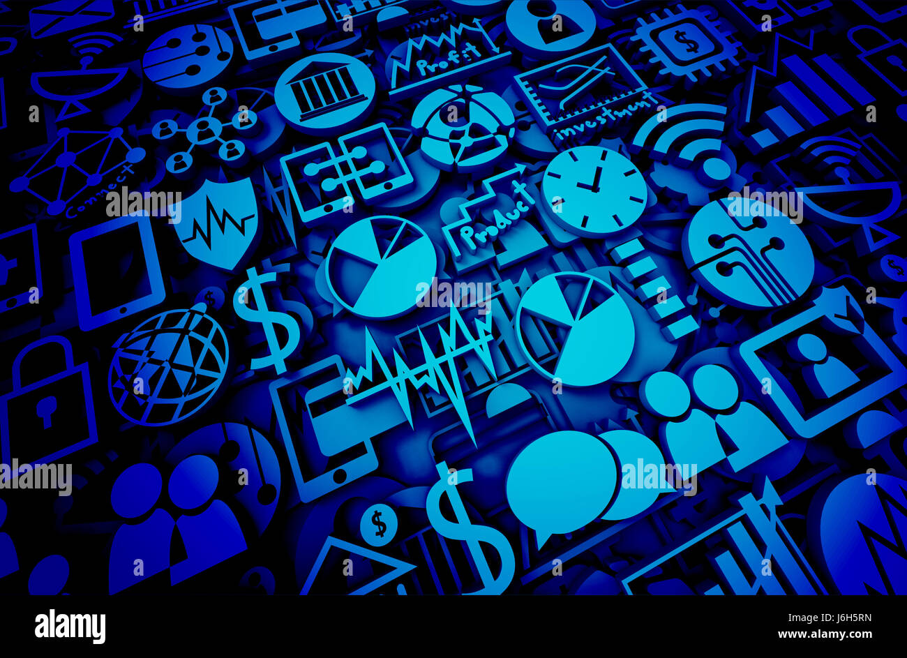 La technologie de l'Internet financier Investissement Fintech Concept. Le ton de bleu , fond abstrait 3D illustration Banque D'Images