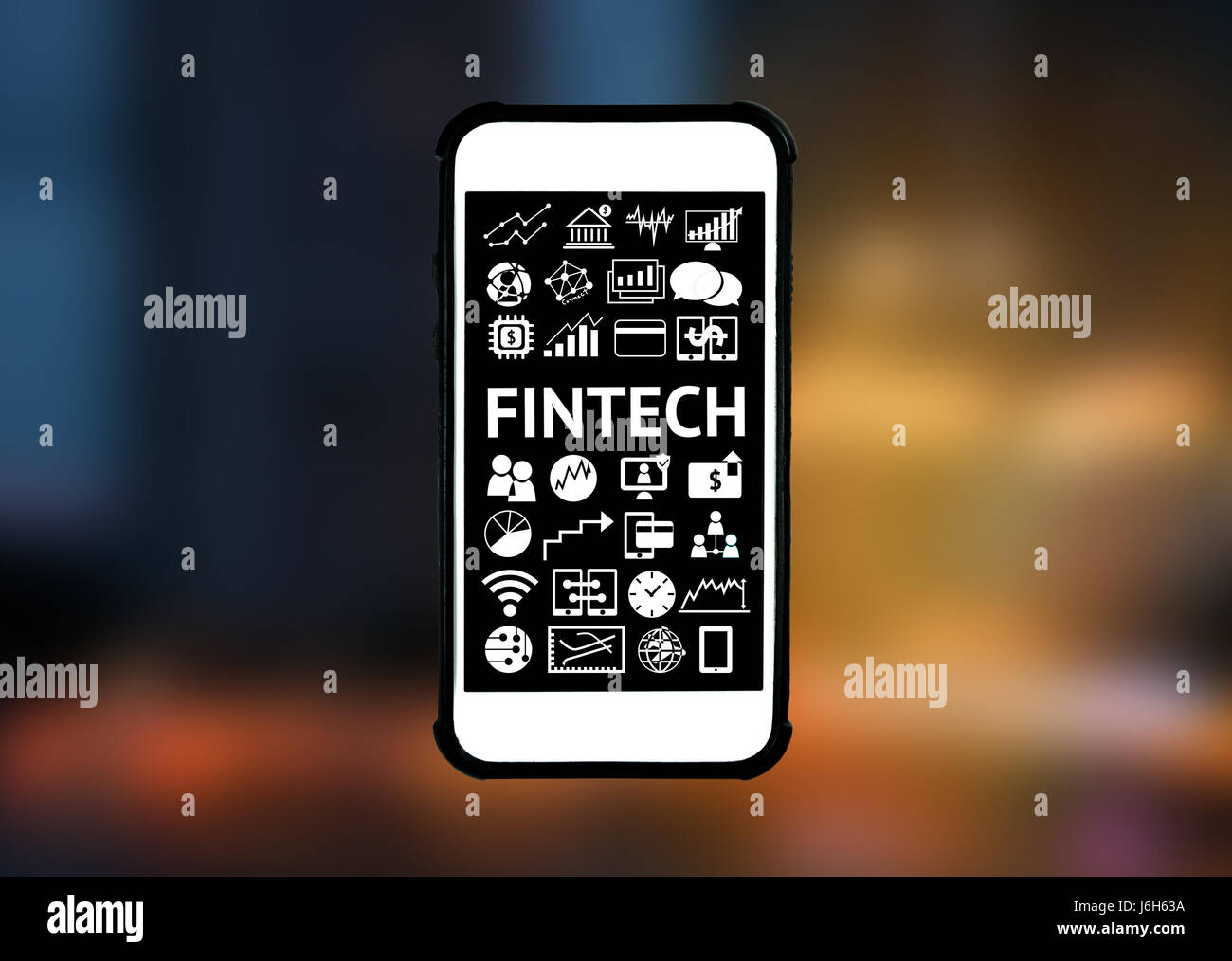 La technologie de l'Internet financier Investissement Fintech Concept. icône , smart phone avec abstract background Banque D'Images