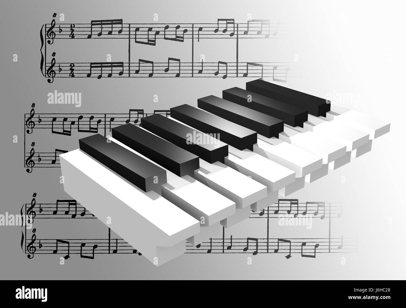 Piano notes Banque d'images noir et blanc - Alamy
